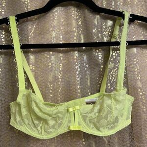 Maison Lejaby Miss Top Half Cup Bra Sunny Neon Yellow Green 32B NWOT